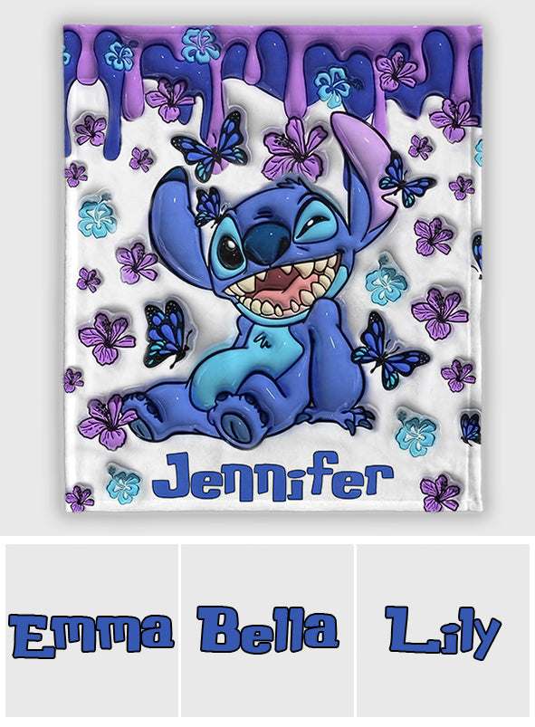 Personalized Purple Ohana Blanket Custom Name Gift for Kids