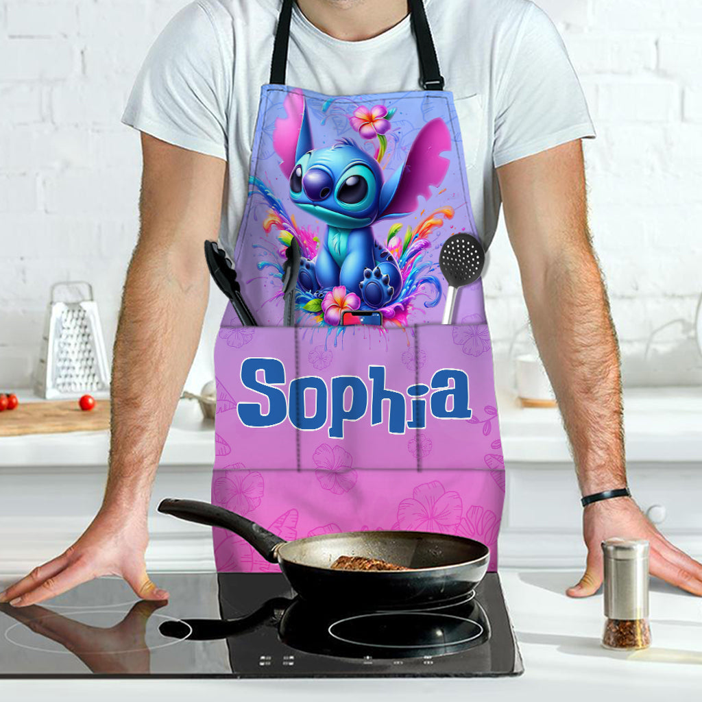 Personalized Colorful Ohana Apron with Custom Name Gift for Cooking Enthusiast