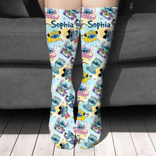 Load image into Gallery viewer, Personalized Cute Monsters Socks Custom Name Gift for Kids
