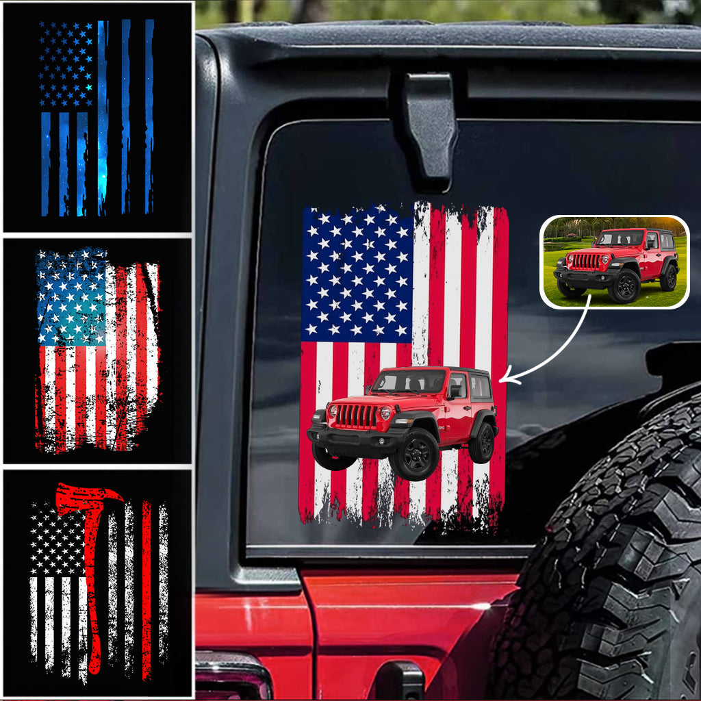 Personalized American Flag Car Decal Die Cut Custom Design