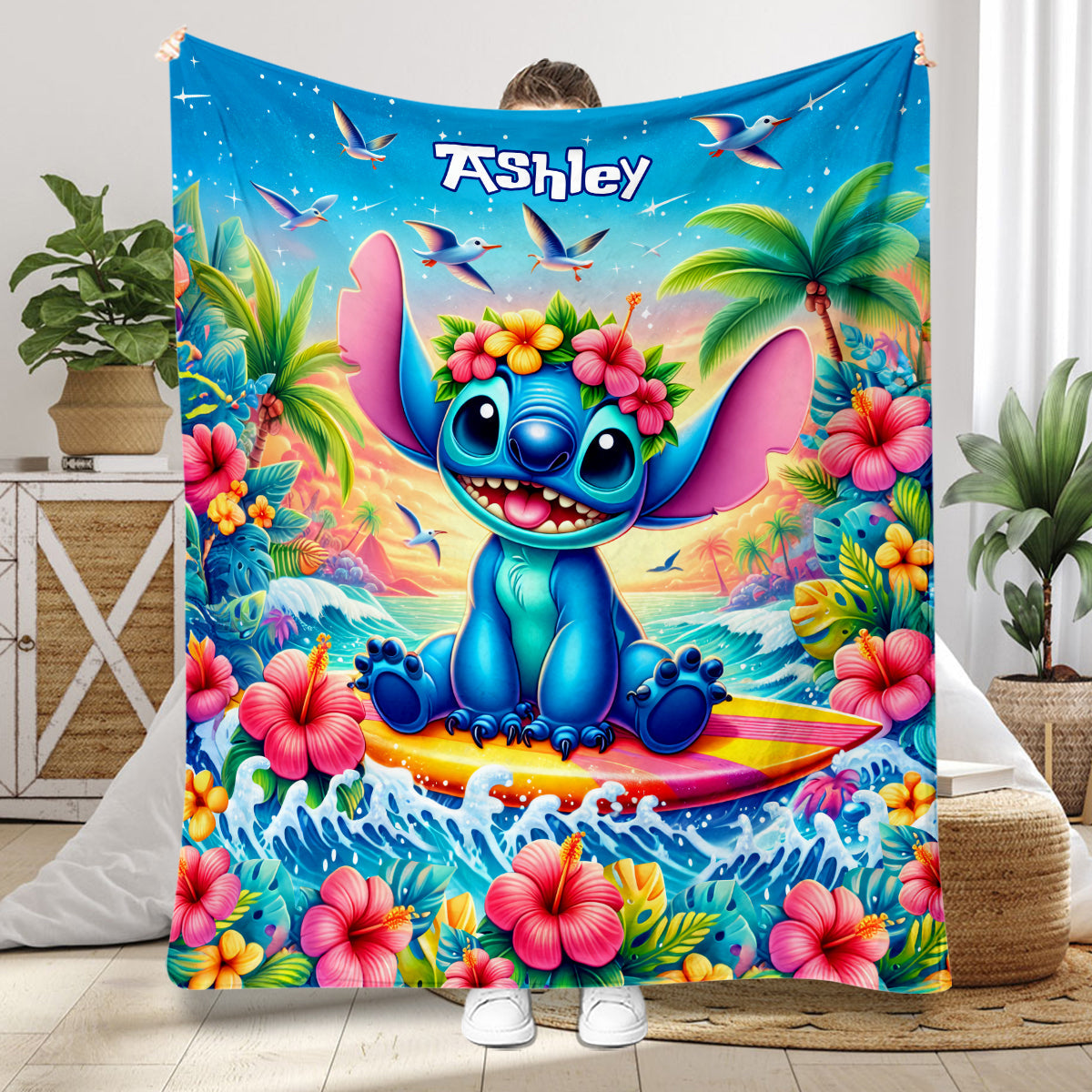 Personalized Hawaii Ohana Blanket Custom Name Gift