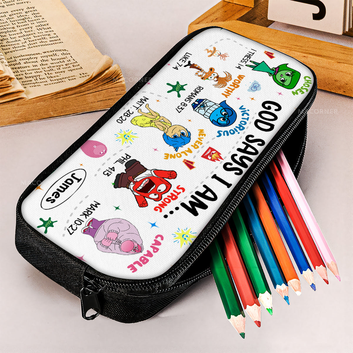 Personalized God Says I Am Pencil Case with Custom Name Gift for Kids