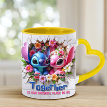 Load image into Gallery viewer, Personalized Heart Handle Mug Custom Names Couples Gift
