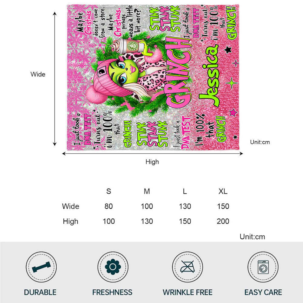 Personalized Merry Grinchmas Blanket Custom Name Christmas Gift
