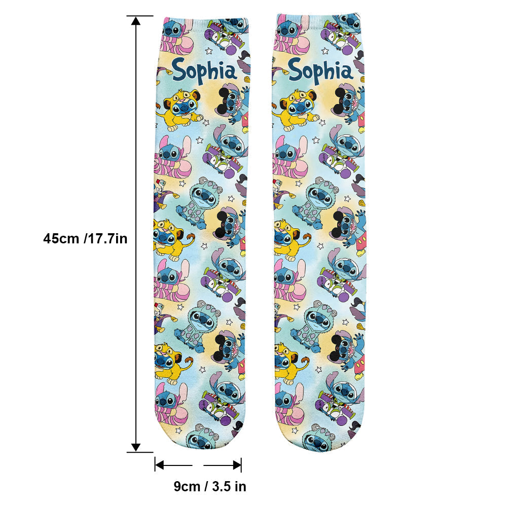Personalized Cute Monsters Socks Custom Name Gift for Kids