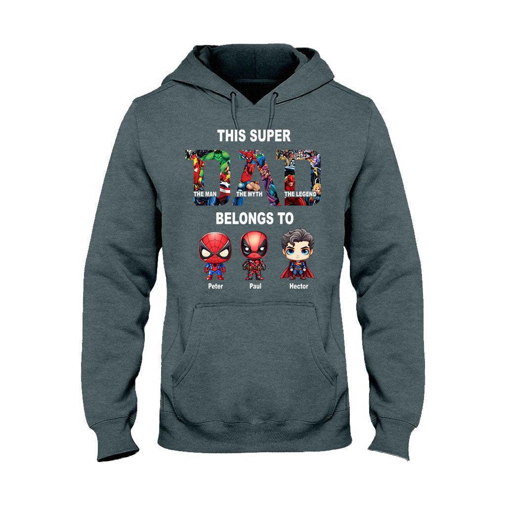 Personalized Super Dad T-shirt Custom Names Gift for Father's Day