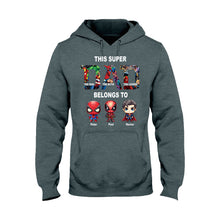 Load image into Gallery viewer, Personalized Super Dad T-shirt Custom Names Gift for Father's Day
