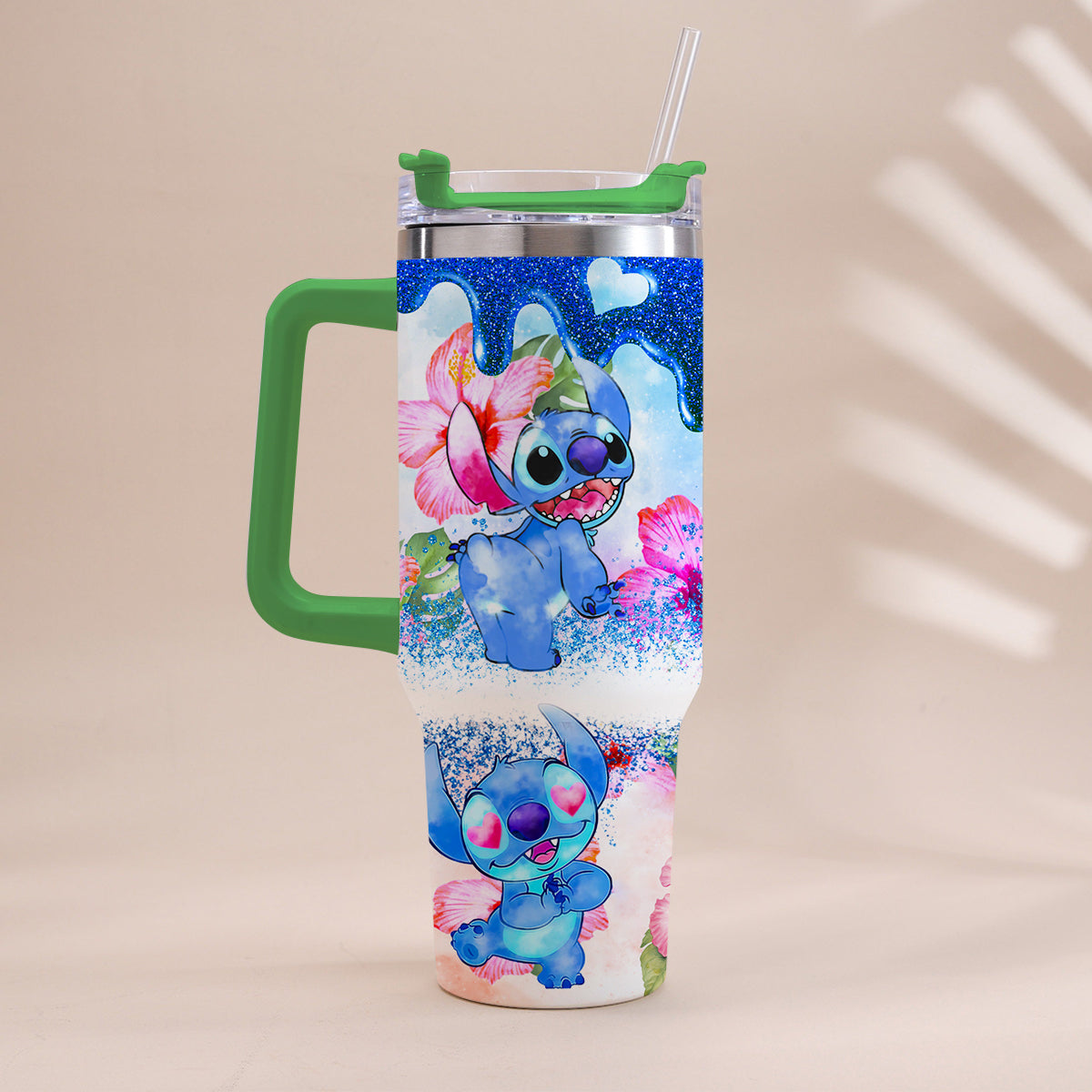 Personalized Tropical Vibe Tumbler With Handle Custom Name Gift