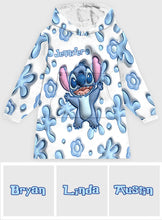 Load image into Gallery viewer, Personalized Blanket Hoodie with Custom Name and Stitch Design
