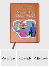 Load image into Gallery viewer, Personalized Leather Journal Handbook for the Recently Deceased Gift Idea
