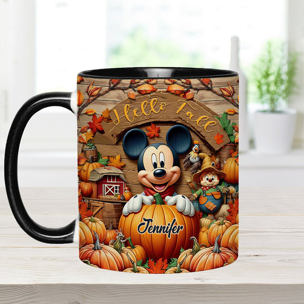 Personalized Hello Fall Accent Mug Custom Name Gift Idea
