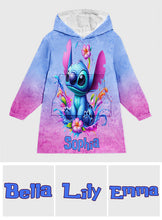 Load image into Gallery viewer, Personalized Stitch Blanket Hoodie Custom Name Gift for Kids
