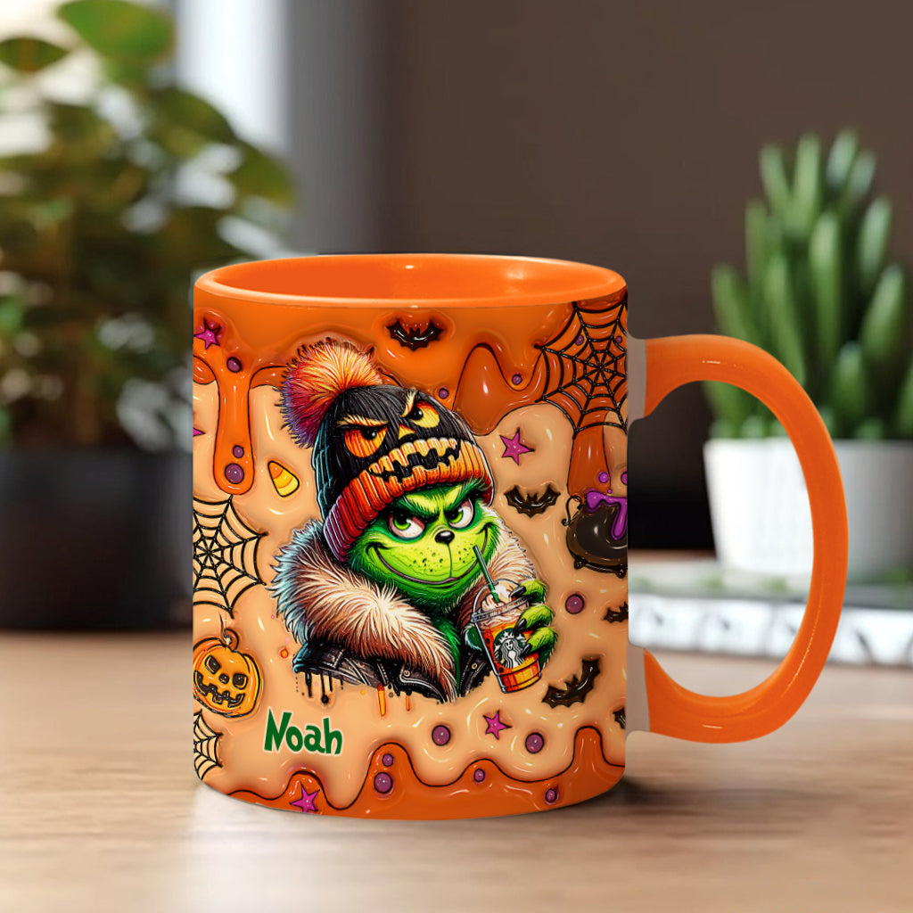 Personalized Halloween Grinch Accent Mug Custom Name Gift