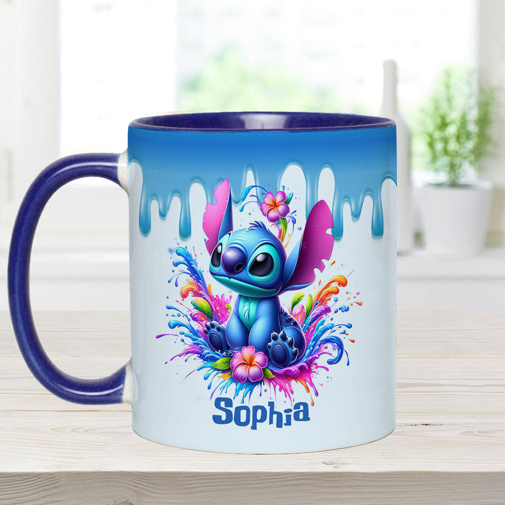 Personalized Blue Ohana Accent Mug Custom Name Gift Idea