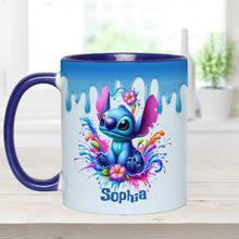 Load image into Gallery viewer, Personalized Blue Ohana Accent Mug Custom Name Gift Idea
