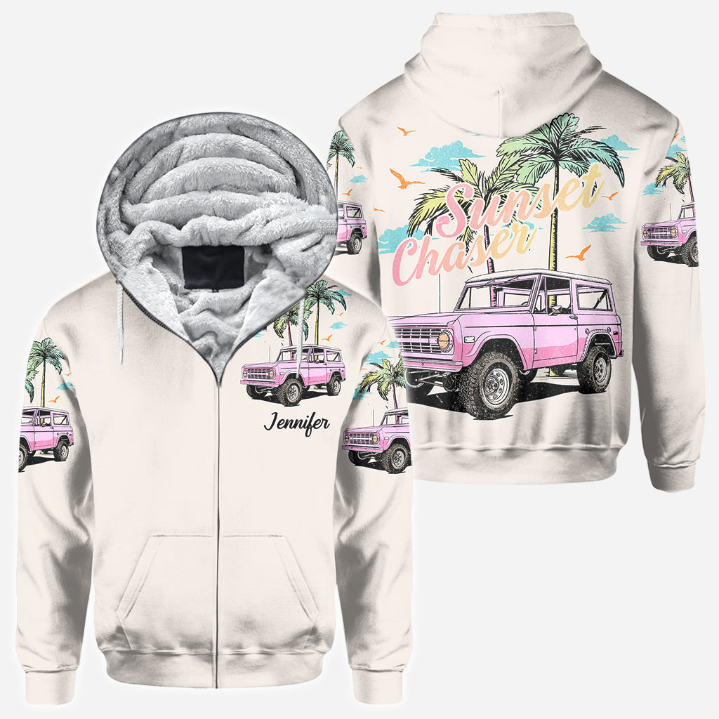 Personalized Sunset Chaser All Over Shirt with Custom Name for Beach Lovers