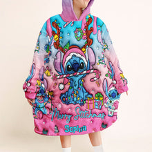Load image into Gallery viewer, Personalized Merry Stitchmas Blanket Hoodie for Kids | Christmas Gift
