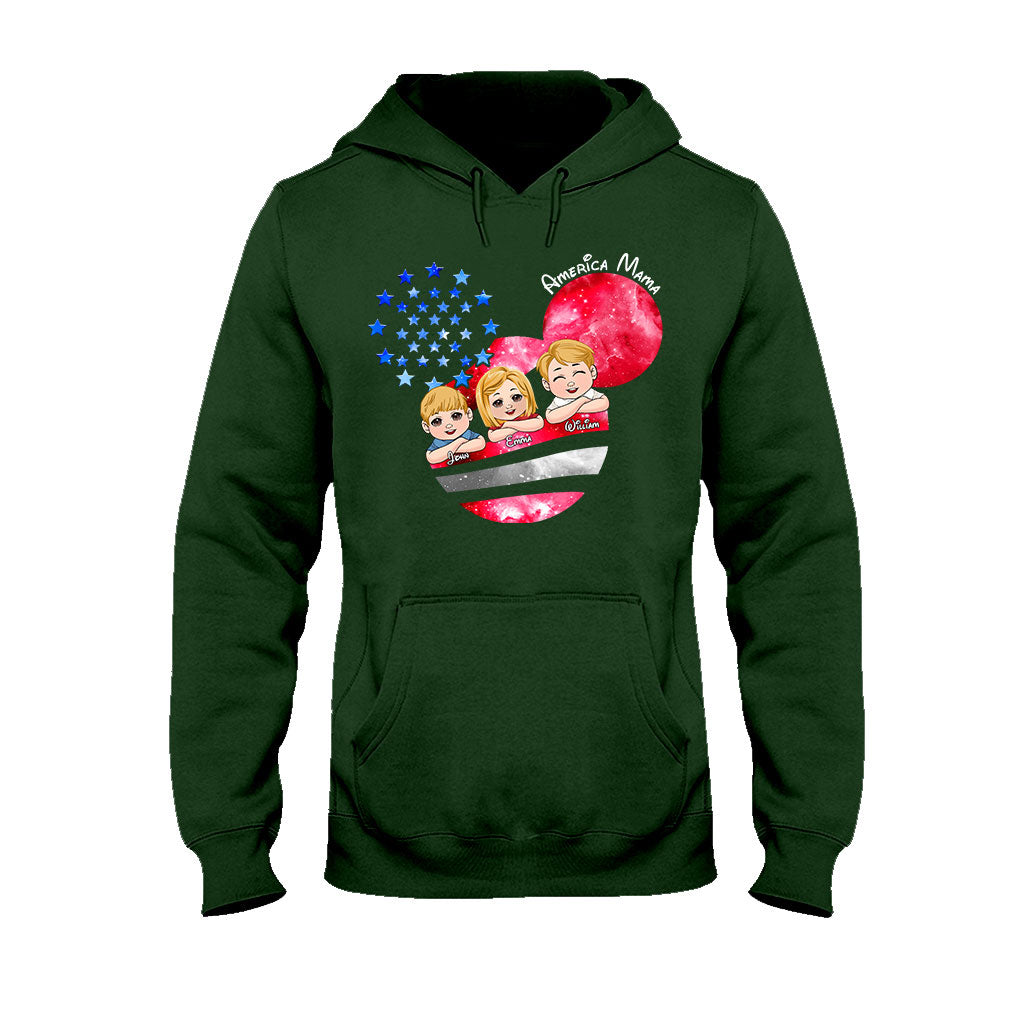 Personalized America Mama T-Shirt & Hoodie Custom Family Gift