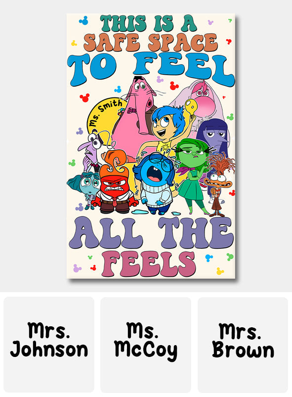 Personalized Canvas Print Safe Space Feelings Gift for Teacher