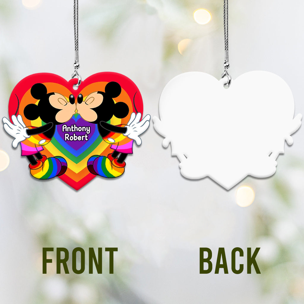 Personalized Car Ornament Love Is Love LGBT Rainbow Gift