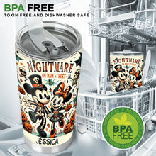 Load image into Gallery viewer, Personalized Nightmare On Main Street Tumbler Custom Name Gift
