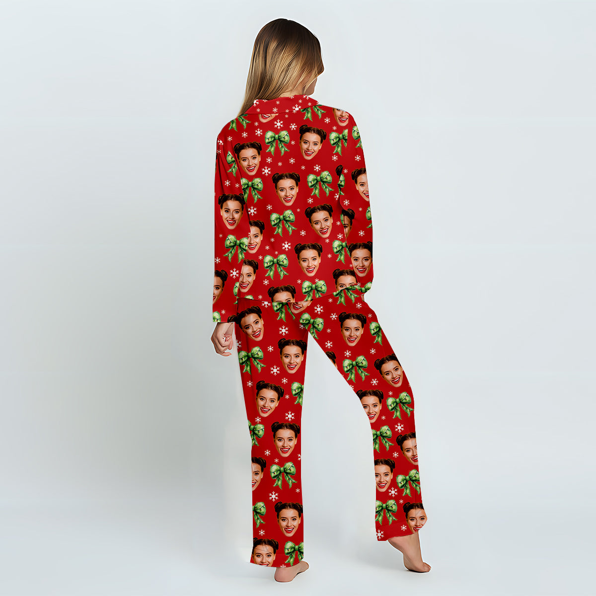 Personalized Christmas Button Down Pajama Set Cute Gift Idea