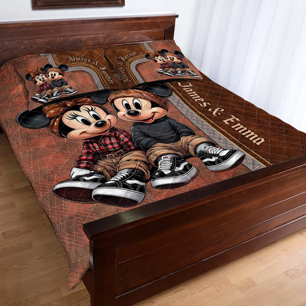 Personalized Mickey & Minnie Mouse Quilt Set for Couples | Unique Romantic Gift