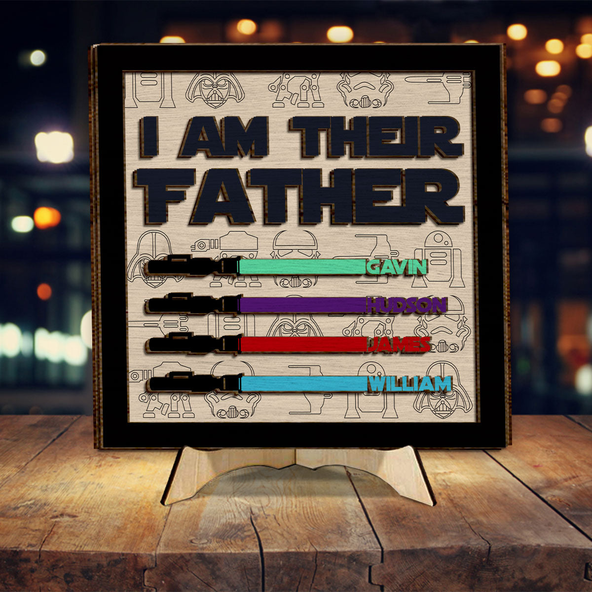 Personalized 2 Layered Wood Plaque I Am Their Father Gift for Dad