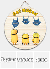 Load image into Gallery viewer, Personalized Round Wood Sign Get Naked Custom Name Decor
