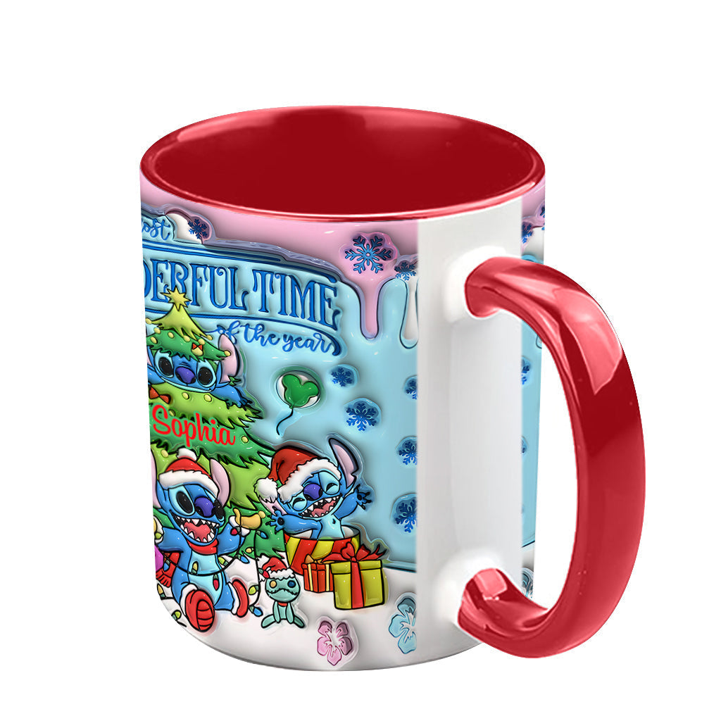 Personalized Merry Stitchmas Accent Mug Custom Name Gift for Christmas
