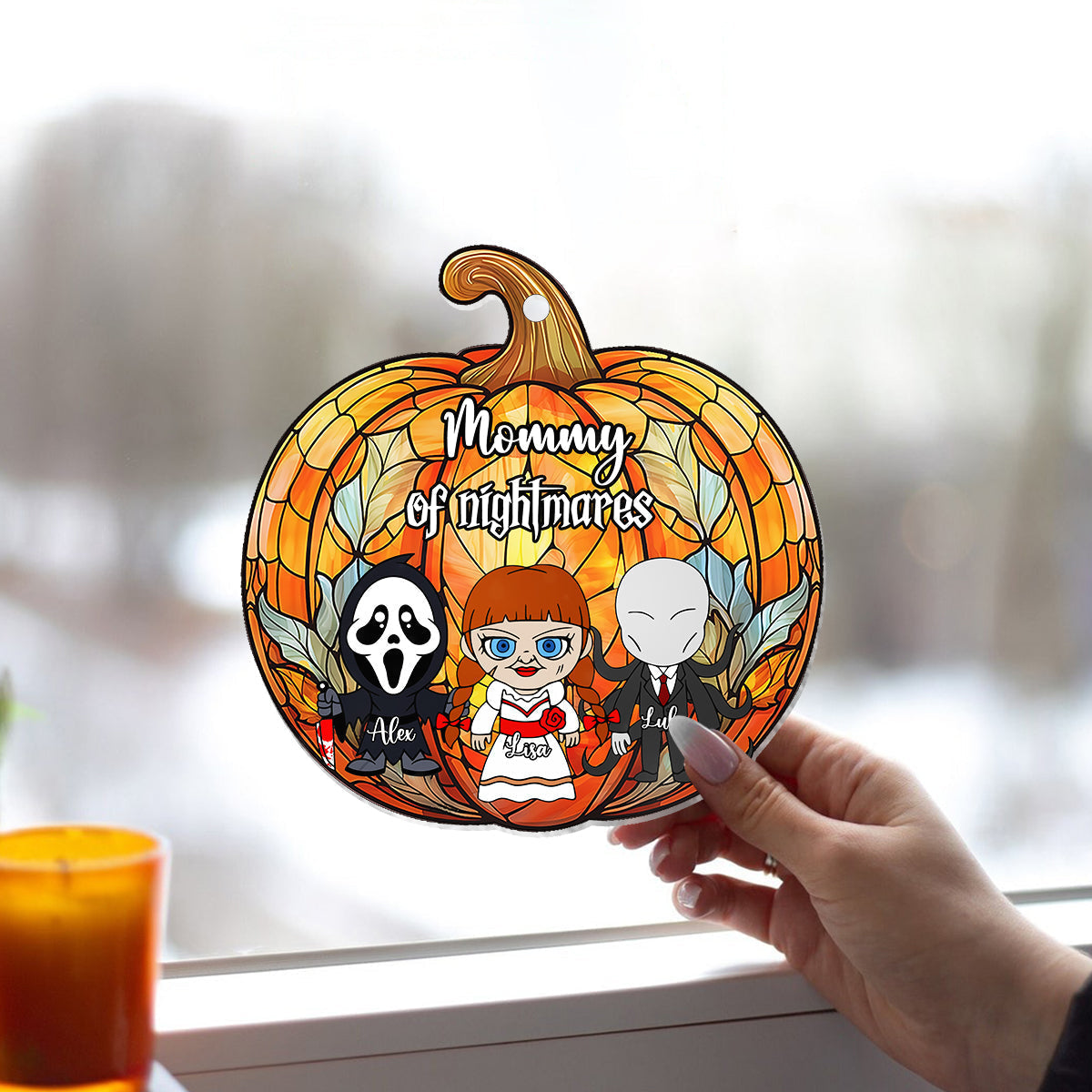 Personalized Pumpkin Suncatcher Ornament for Mom | Unique Home Decor