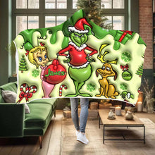 Load image into Gallery viewer, Personalized Grinch Hooded Blanket Unique Christmas Gift
