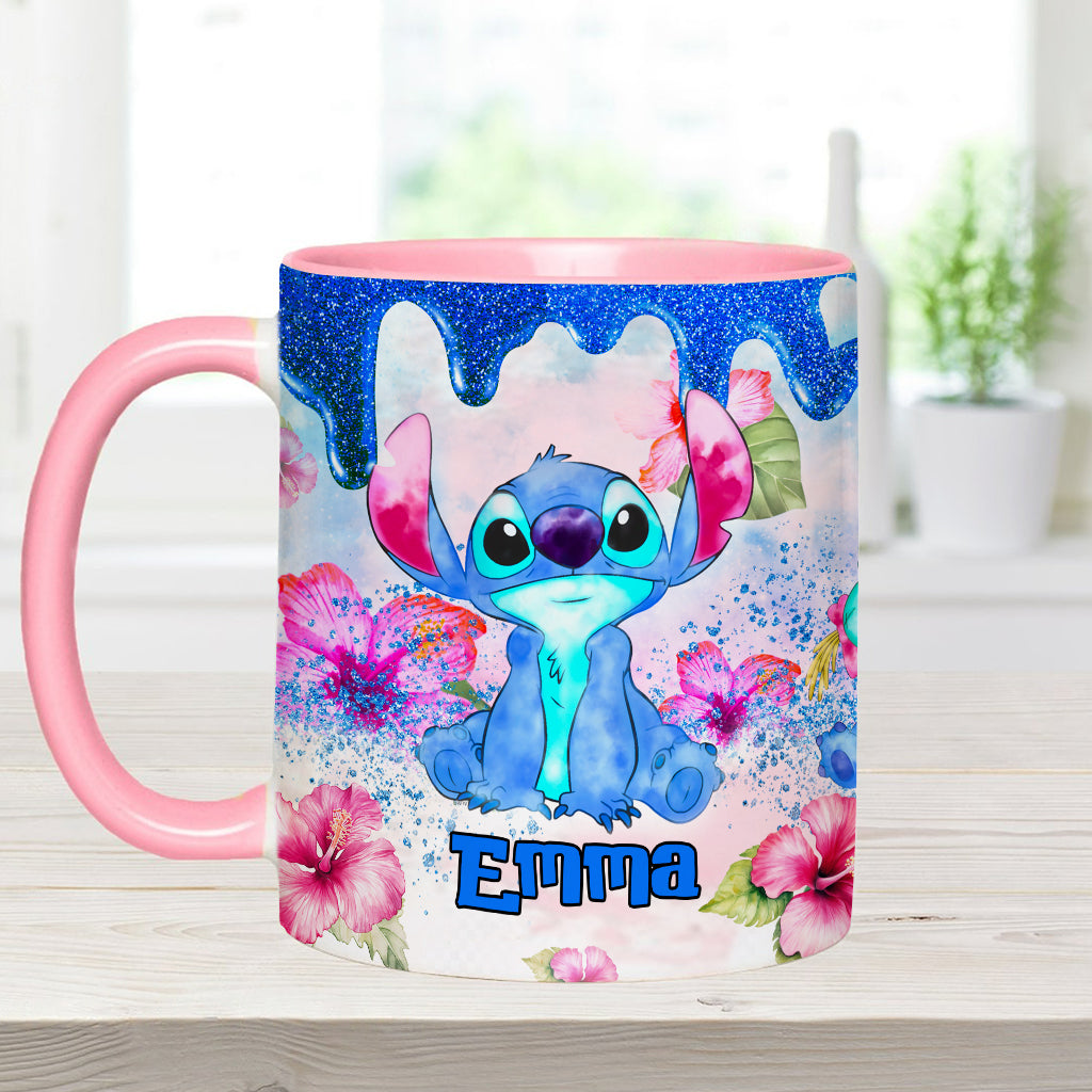 Personalized Ohana Accent Mug Colorful Floral Design Gift