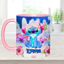 Load image into Gallery viewer, Personalized Ohana Accent Mug Colorful Floral Design Gift
