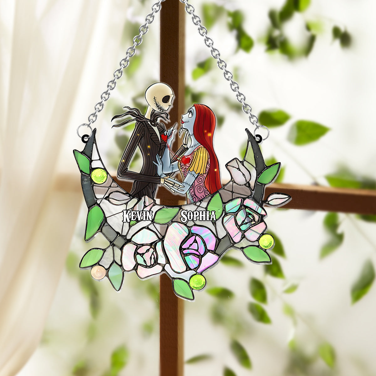 Personalized Nightmare Suncatcher Ornament with Roses for Home Decor