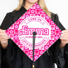 Load image into Gallery viewer, Personalized Graduation Cap Topper Pink Doll Theme Gift for Daughter
