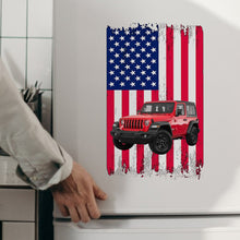 Load image into Gallery viewer, Personalized American Flag Car Decal Die Cut Custom Design
