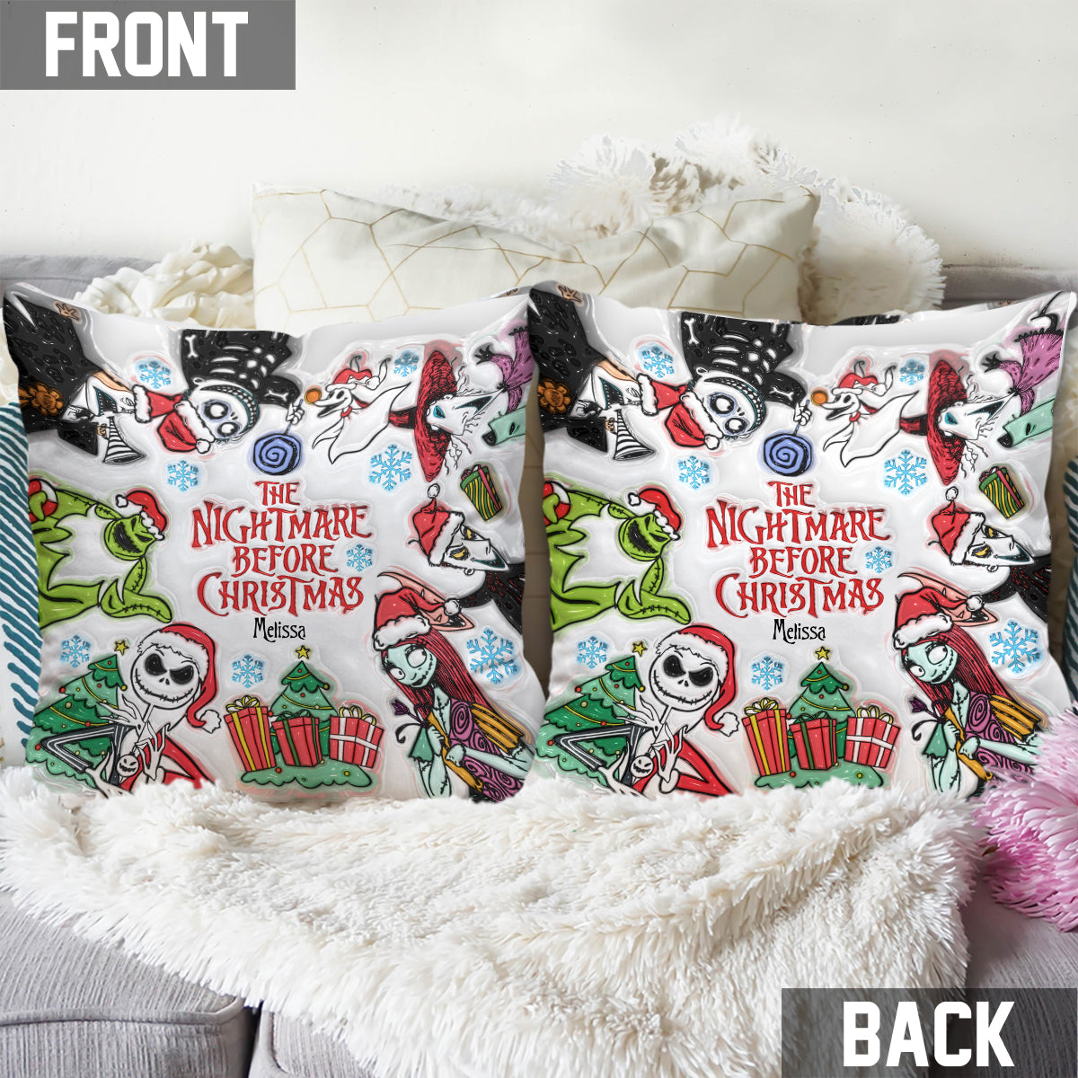 Personalized Nightmare Before Christmas Throw Pillow Gift