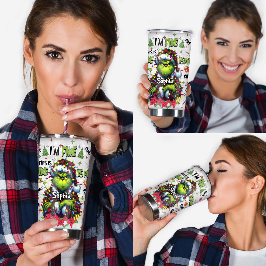 Personalized Grinch Tumbler Christmas Gift for Mom with Name