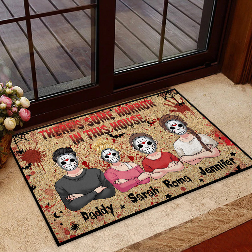 Personalized Halloween Horror Family Doormat Custom Name Gift