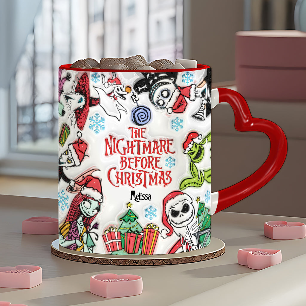 Personalized Nightmare Before Christmas Mug with Heart Handle