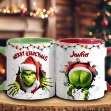 Load image into Gallery viewer, Personalized Merry Grinchmas Accent Mug Custom Name Gift
