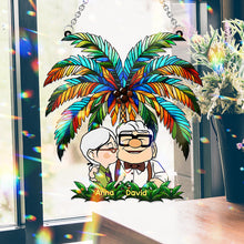 Load image into Gallery viewer, Personalized Palm Tree Suncatcher Ornament for Couples &amp; Animal Lovers
