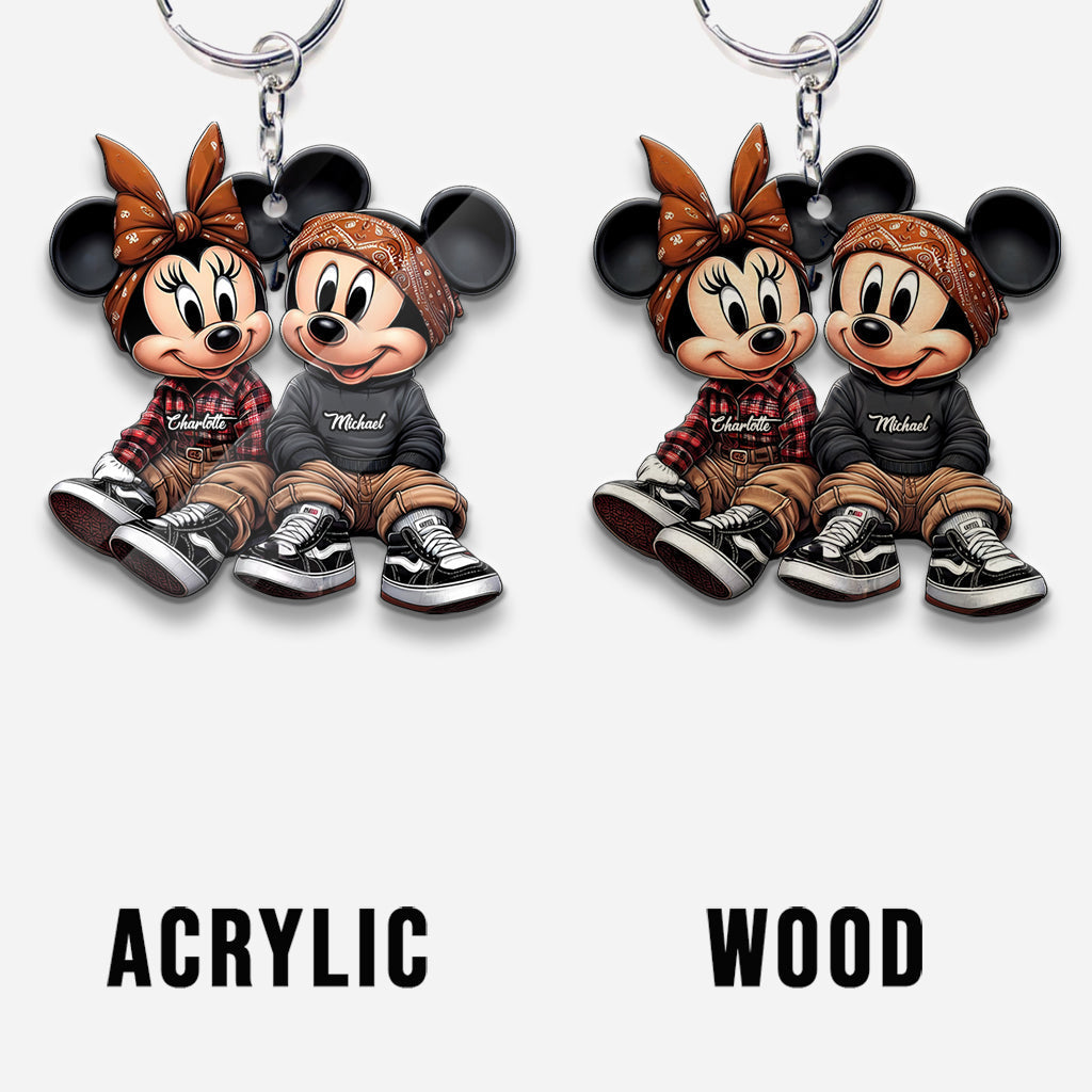 Personalized Chicano Mouse Keychain Custom Couple Gift