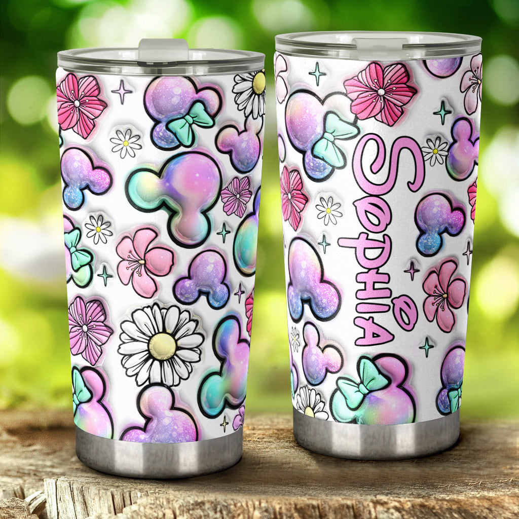 Personalized Tumbler with Puffy Mouse Ears Design Gift Idea