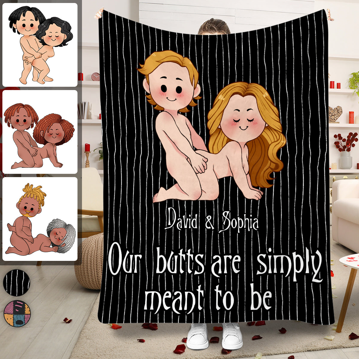 Personalized Naughty Blanket Custom Name Gift for Couples