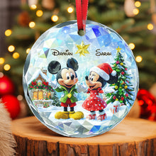 Load image into Gallery viewer, Personalized Round Glass Christmas Ornament with Couple Design
