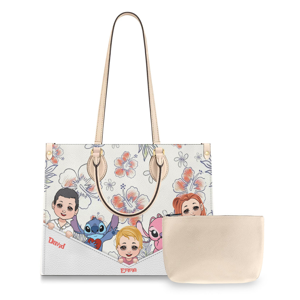 Personalized Leather Handbag for Grandma with Custom Characters