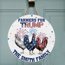 Load image into Gallery viewer, Personalized Round Wood Sign with Family Name &amp; Americana Design
