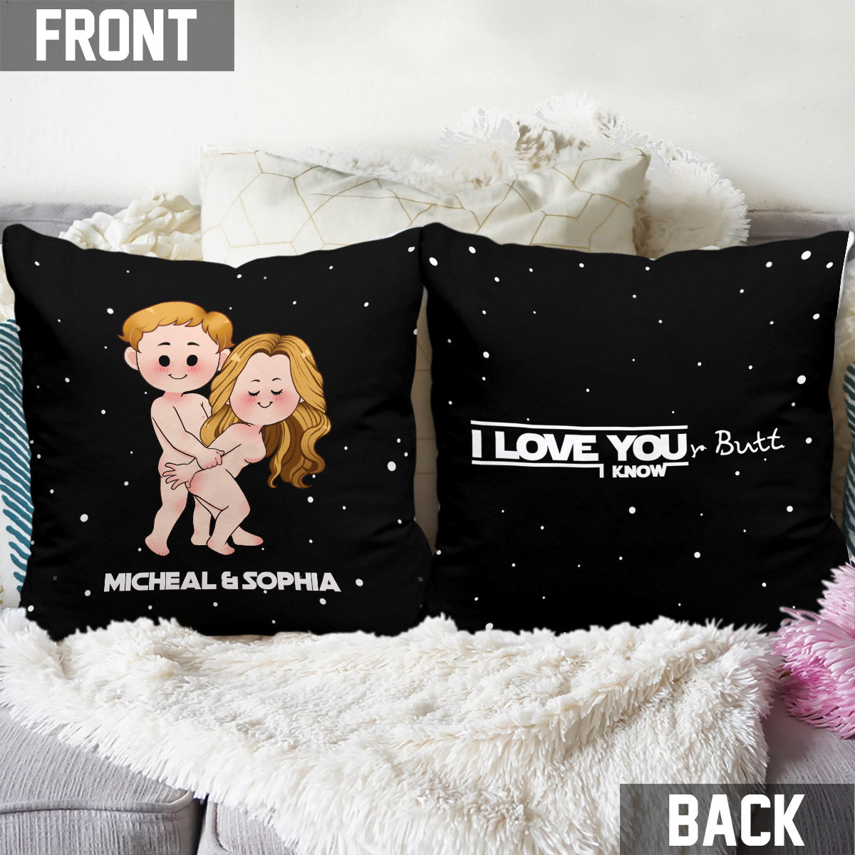 Personalized Romantic Throw Pillow Custom Couple Names Gift